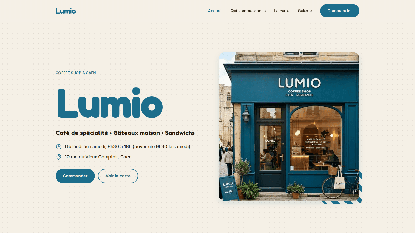 Aperçu du site exemple coffee shop Lumio-coffee